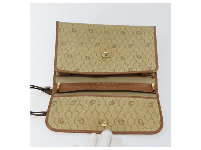 Borsa a Spalla in Tela Honeycomb Christian Dior Beige Oro Auth 143588 D'oro - vista 15