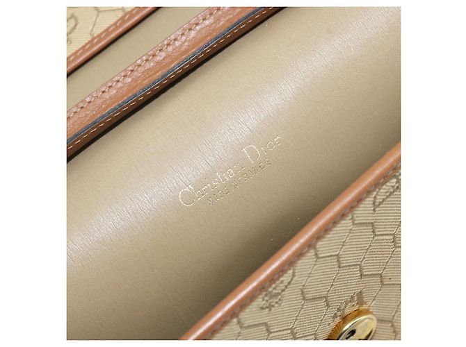 Borsa a Spalla in Tela Honeycomb Christian Dior Beige Oro Auth 143588 D'oro - vista 16