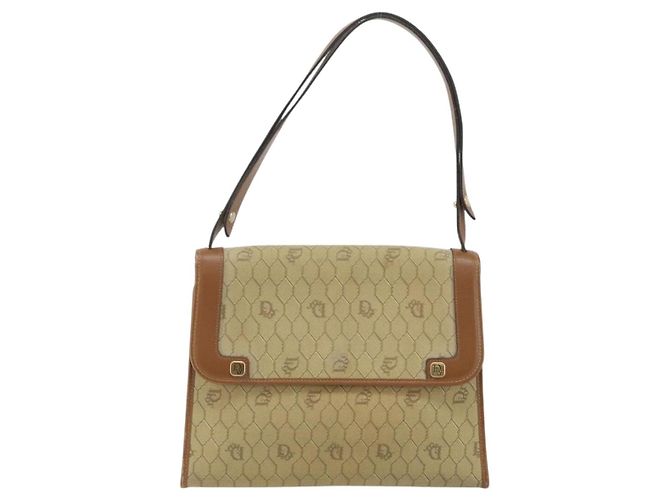 Borsa a Spalla in Tela Honeycomb Christian Dior Beige Oro Auth 143588 D'oro - vista 2