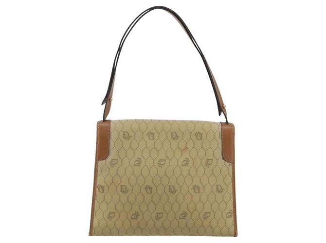 Borsa a Spalla in Tela Honeycomb Christian Dior Beige Oro Auth 143588 D'oro - vista 3