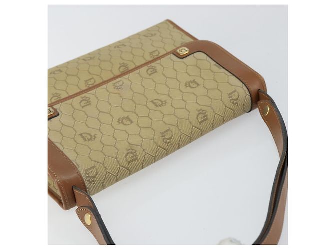 Borsa a Spalla in Tela Honeycomb Christian Dior Beige Oro Auth 143588 D'oro - vista 6