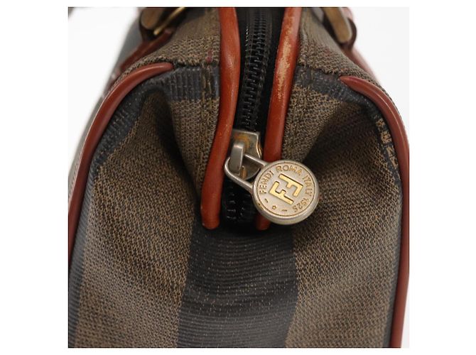 Pequin Borsa a mano in tela Pecan FENDI PVC nera e marrone Auth 146281 Nero - vista 10
