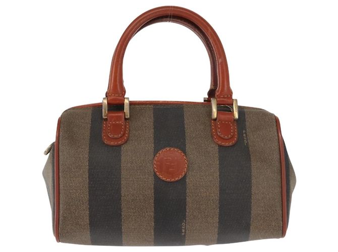 Pequin Borsa a mano in tela Pecan FENDI PVC nera e marrone Auth 146281 Nero - vista 13