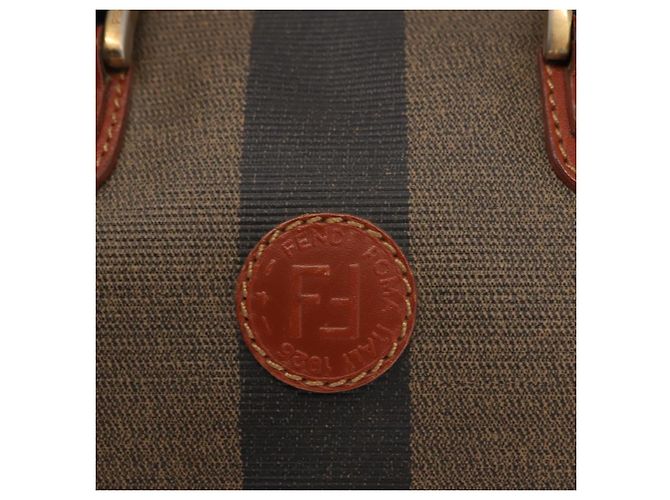 Pequin Borsa a mano in tela Pecan FENDI PVC nera e marrone Auth 146281 Nero - vista 17