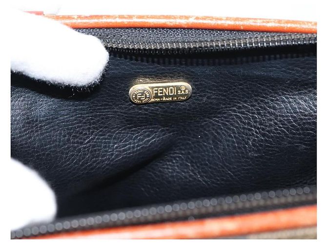 Pequin Borsa a mano in tela Pecan FENDI PVC nera e marrone Auth 146281 Nero - vista 18