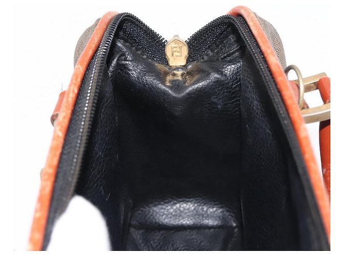 Pequin Borsa a mano in tela Pecan FENDI PVC nera e marrone Auth 146281 Nero - vista 19