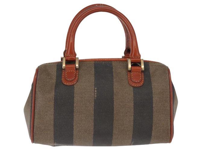 Pequin Borsa a mano in tela Pecan FENDI PVC nera e marrone Auth 146281 Nero - vista 2