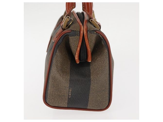 Pequin Borsa a mano in tela Pecan FENDI PVC nera e marrone Auth 146281 Nero - vista 3