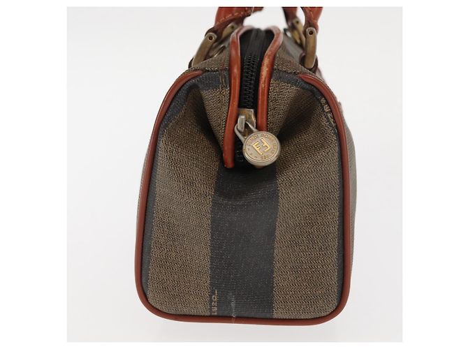 Pequin Borsa a mano in tela Pecan FENDI PVC nera e marrone Auth 146281 Nero - vista 4