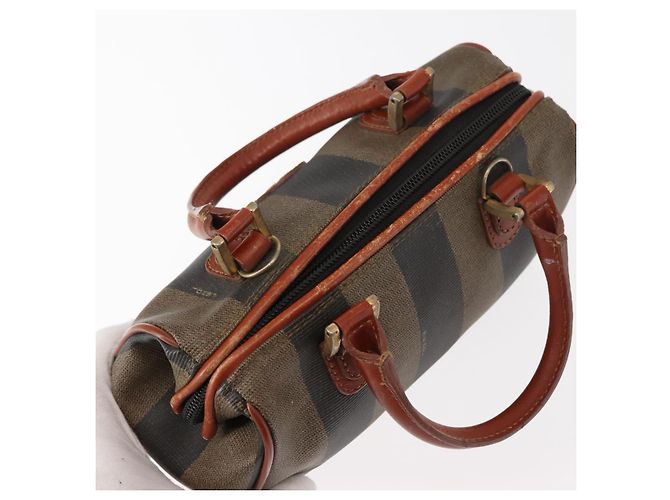 Pequin Borsa a mano in tela Pecan FENDI PVC nera e marrone Auth 146281 Nero - vista 6