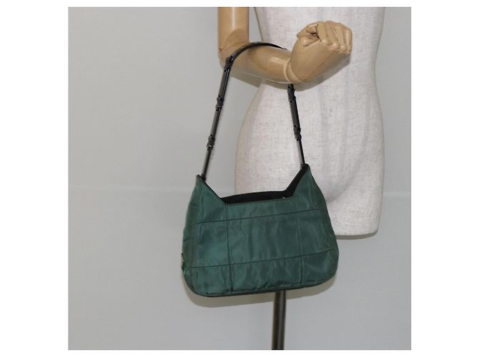 PRADA Borsa a Spalla Trapuntata in Nylon con Catena Verde Auth mr1504 - vista 23