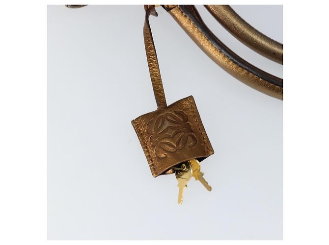 LOEWE Anagram Justa Borsa a Mano Pelle Bronzo Oro Auth 148910 D'oro - vista 10