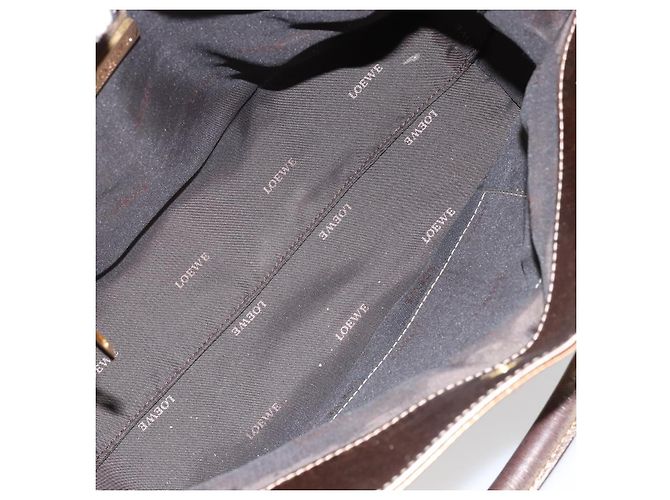 LOEWE Anagram Justa Borsa a Mano Pelle Bronzo Oro Auth 148910 D'oro - vista 11