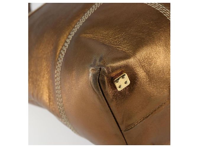 LOEWE Anagram Justa Borsa a Mano Pelle Bronzo Oro Auth 148910 D'oro - vista 14