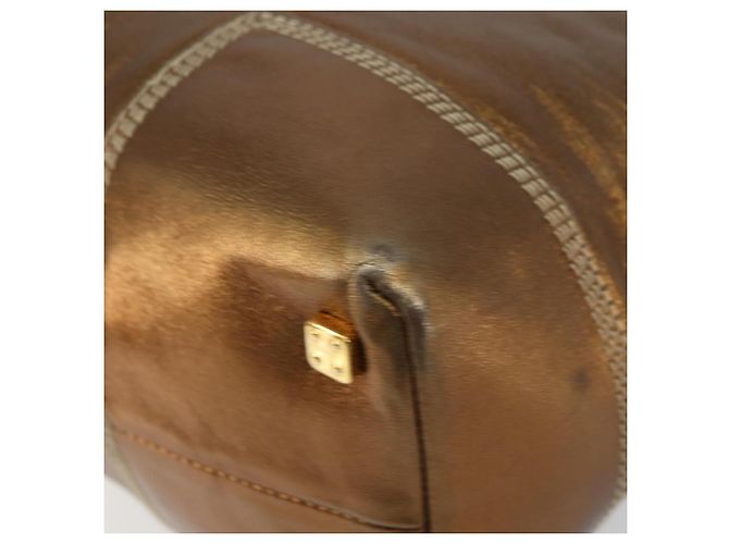 LOEWE Anagram Justa Borsa a Mano Pelle Bronzo Oro Auth 148910 D'oro - vista 15