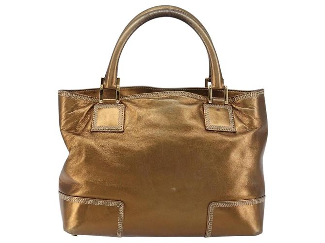 LOEWE Anagram Justa Borsa a Mano Pelle Bronzo Oro Auth 148910 D'oro - vista 2