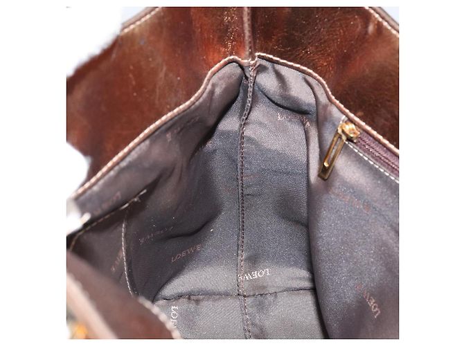 LOEWE Anagram Justa Borsa a Mano Pelle Bronzo Oro Auth 148910 D'oro - vista 20