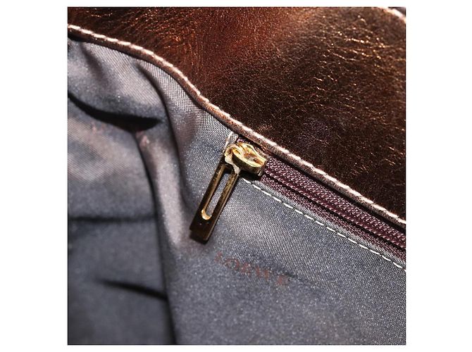 LOEWE Anagram Justa Borsa a Mano Pelle Bronzo Oro Auth 148910 D'oro - vista 21