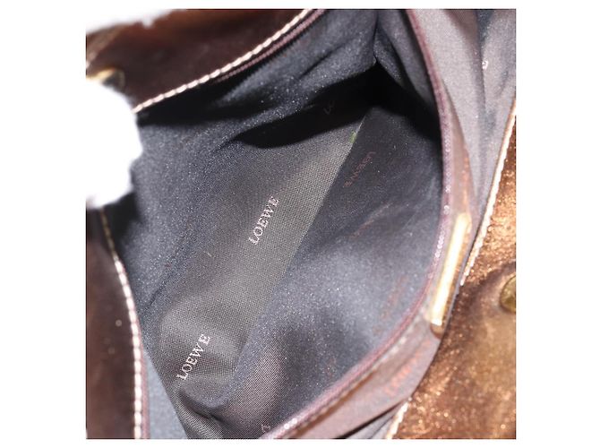 LOEWE Anagram Justa Borsa a Mano Pelle Bronzo Oro Auth 148910 D'oro - vista 22
