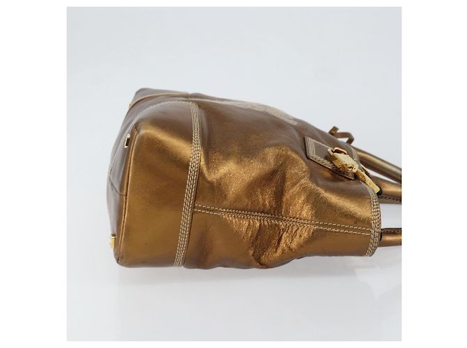 LOEWE Anagram Justa Borsa a Mano Pelle Bronzo Oro Auth 148910 D'oro - vista 3