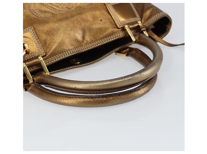 LOEWE Anagram Justa Borsa a Mano Pelle Bronzo Oro Auth 148910 D'oro - vista 7