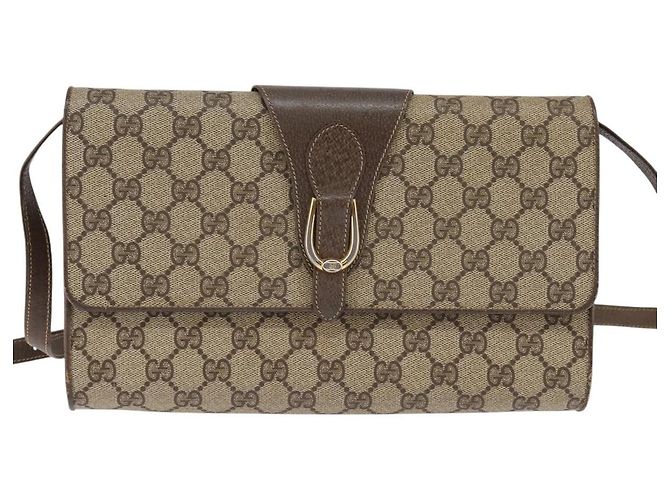 Gucci Borsa a spalla GG Supreme PVC Beige Oro 94 02 050 Auth 146260 D'oro - vista 2