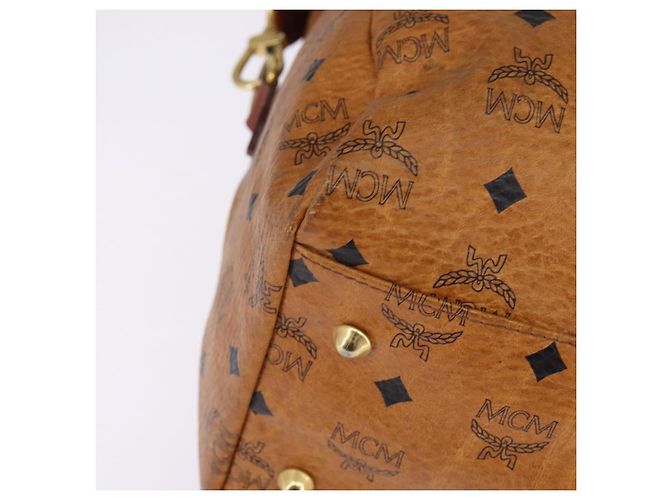 Borsa Boston MCM Logogram Vicetos in pelle PVC marrone e oro Auth gh882 D'oro - vista 12