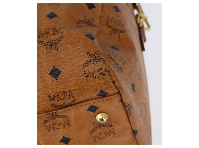 Borsa Boston MCM Logogram Vicetos in pelle PVC marrone e oro Auth gh882 D'oro - vista 13