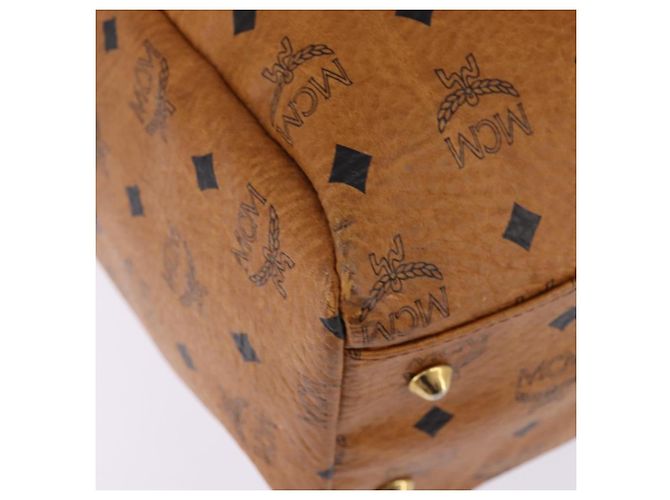 Borsa Boston MCM Logogram Vicetos in pelle PVC marrone e oro Auth gh882 D'oro - vista 14