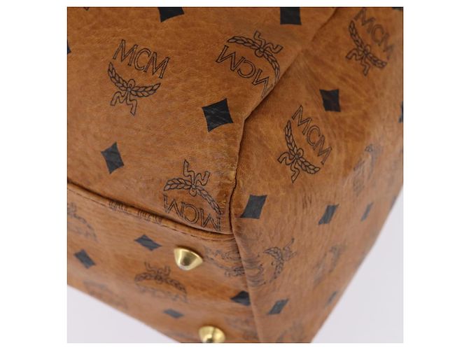 Borsa Boston MCM Logogram Vicetos in pelle PVC marrone e oro Auth gh882 D'oro - vista 15