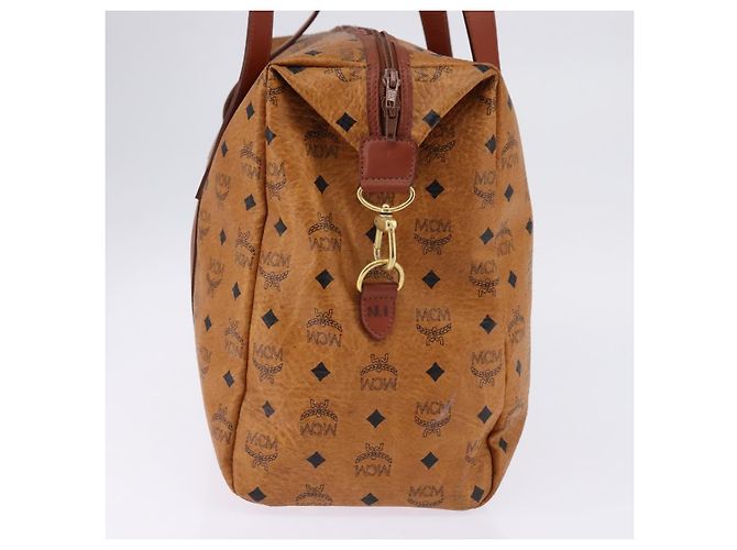 Borsa Boston MCM Logogram Vicetos in pelle PVC marrone e oro Auth gh882 D'oro - vista 4