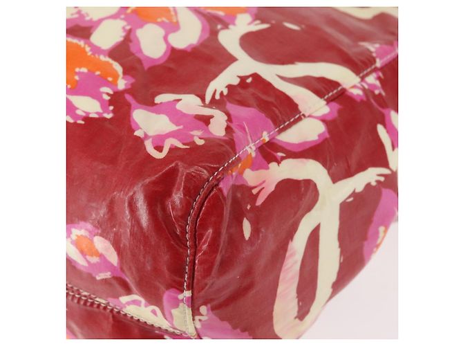 CHANEL Borsa Tote Alta Estate Vinile Rosso Argento CC Auth 143512 - vista 17