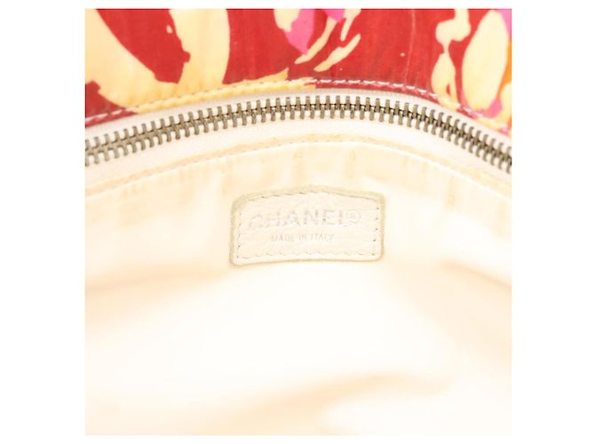 CHANEL Borsa Tote Alta Estate Vinile Rosso Argento CC Auth 143512 - vista 19
