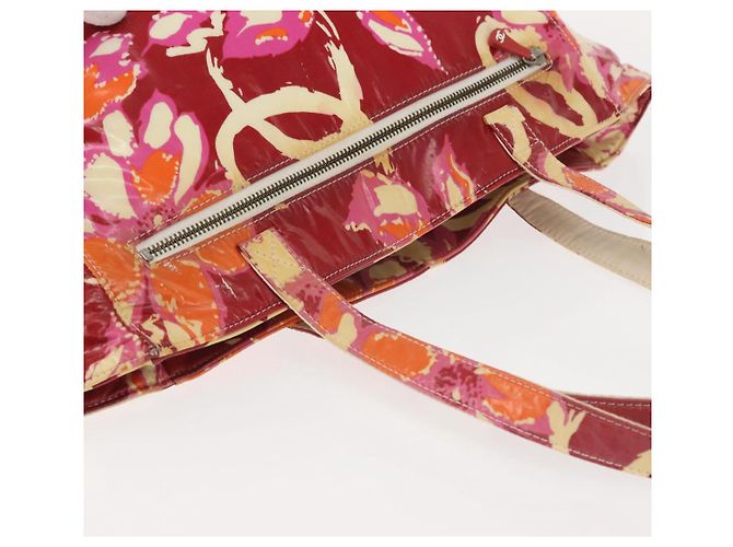 CHANEL Borsa Tote Alta Estate Vinile Rosso Argento CC Auth 143512 - vista 6