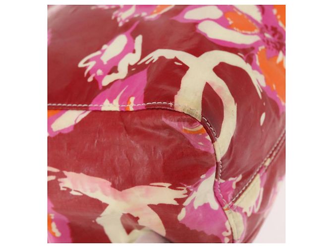 CHANEL Borsa Tote Alta Estate Vinile Rosso Argento CC Auth 143512 - vista 8