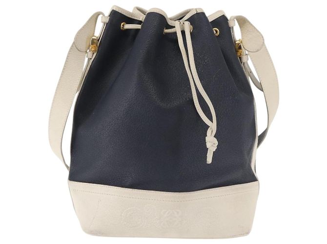 Borsa a Spalla LOEWE in Pelle Blu Navy Oro Auth 144366 D'oro - vista 13
