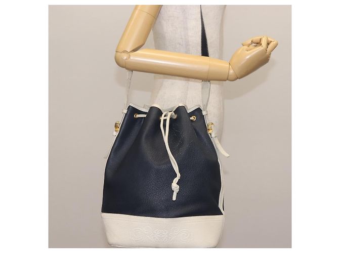 Borsa a Spalla LOEWE in Pelle Blu Navy Oro Auth 144366 D'oro - vista 22