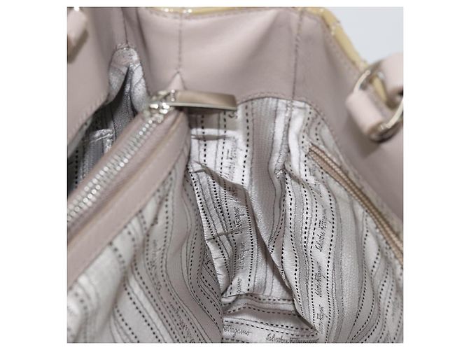 Salvatore Ferragamo Vala Tote Bag Emaille Khaki Silber Auth 144975 - Ansicht 20