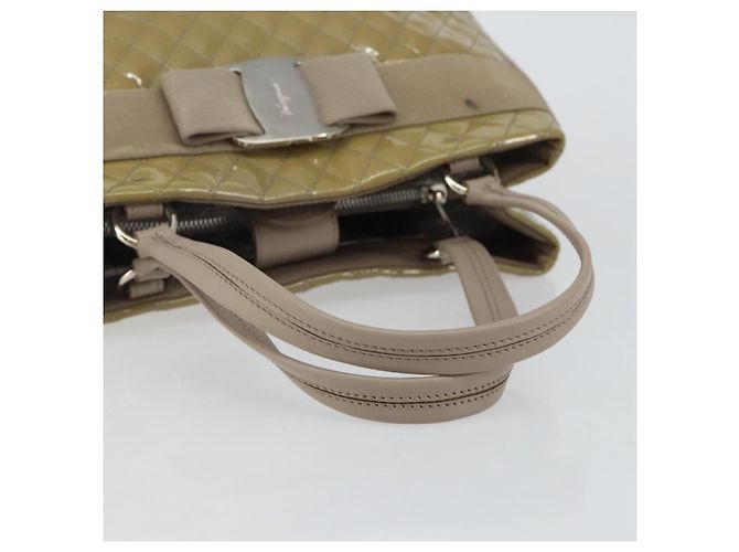 Salvatore Ferragamo Vala Tote Bag Emaille Khaki Silber Auth 144975 - Ansicht 7