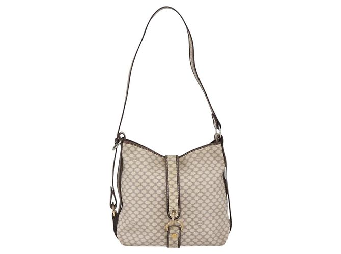 Céline Borsa a spalla in tela Macadam CELINE in pelle PVC bianco oro Auth 143583 D'oro - vista 13