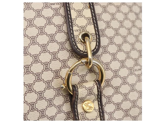 Céline Borsa a spalla in tela Macadam CELINE in pelle PVC bianco oro Auth 143583 D'oro - vista 17