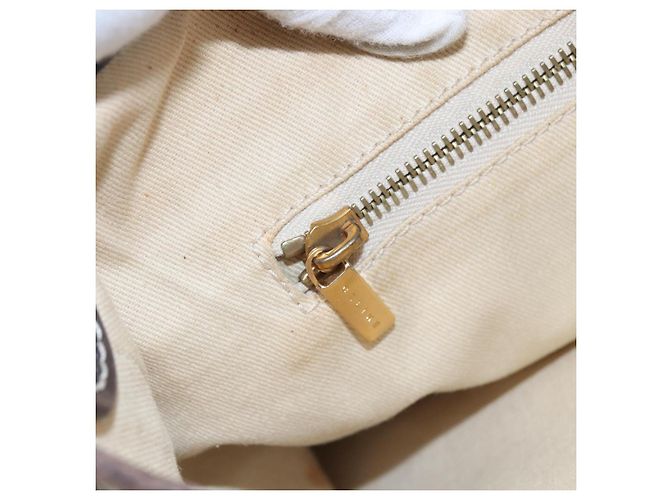 Céline Borsa a spalla in tela Macadam CELINE in pelle PVC bianco oro Auth 143583 D'oro - vista 19