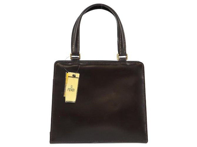 Borsa a mano FENDI in pelle marrone dorato Auth gh869 D'oro - vista 2
