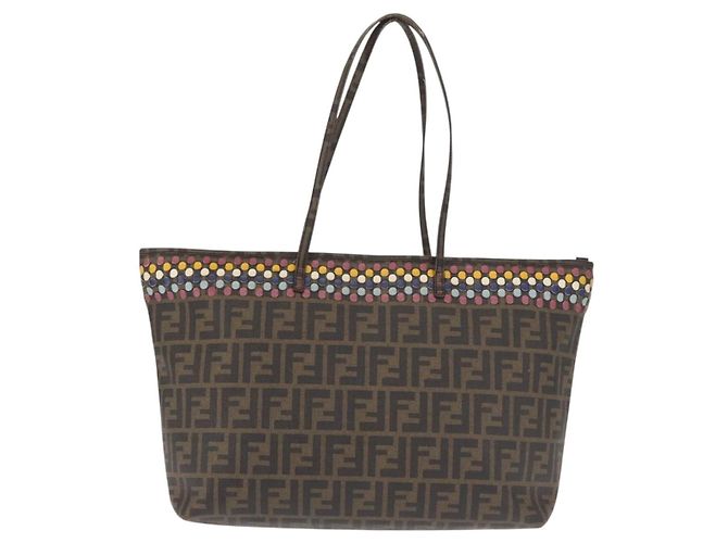 FENDI Zucca Canvas Tote Bag Schwarz Braun Auth 144917 - Ansicht 13