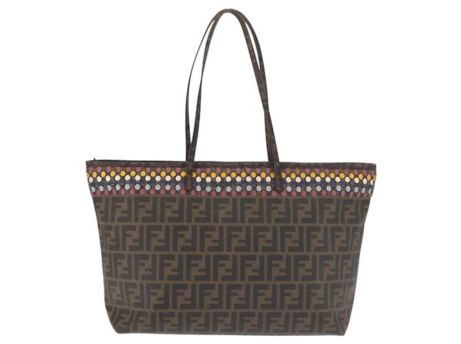 FENDI Zucca Canvas Tote Bag Schwarz Braun Auth 144917 - Ansicht 2