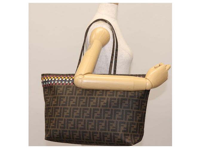 FENDI Zucca Canvas Tote Bag Schwarz Braun Auth 144917 - Ansicht 21