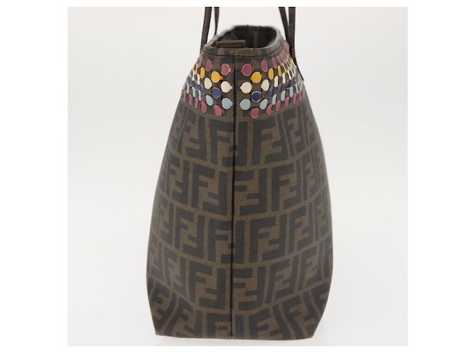 FENDI Zucca Canvas Tote Bag Schwarz Braun Auth 144917 - Ansicht 3