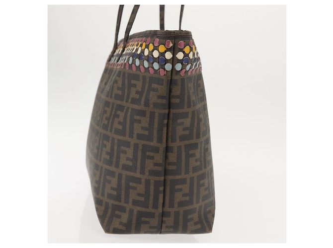 FENDI Zucca Canvas Tote Bag Schwarz Braun Auth 144917 - Ansicht 4