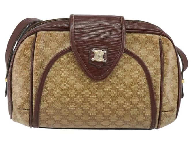 Céline Borsa a Spalla in Tela Macadam CELINE PVC Beige Oro Auth 144356 D'oro - vista 13