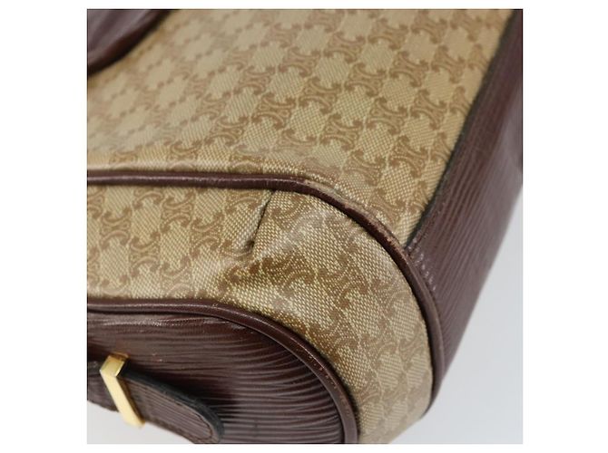 Céline Borsa a Spalla in Tela Macadam CELINE PVC Beige Oro Auth 144356 D'oro - vista 16